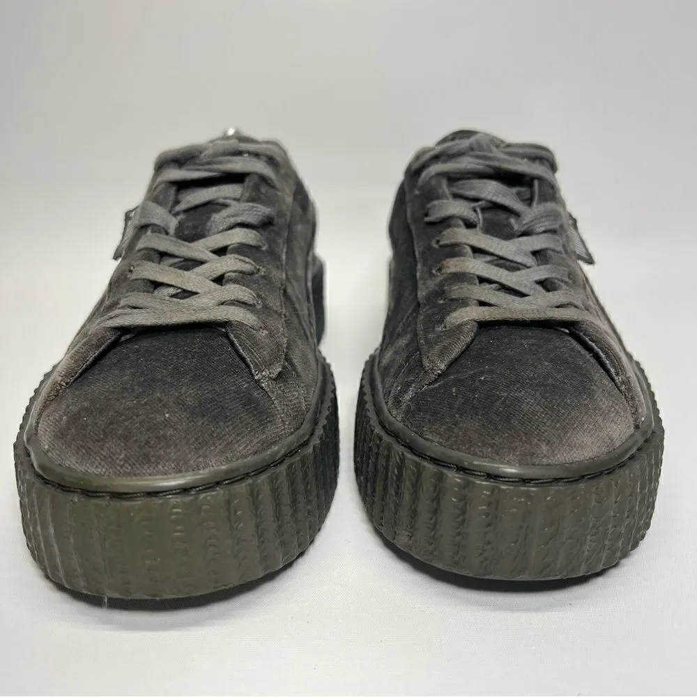Fenty Puma Womens Velvet Creepers Glacier Grey‎ Platform Sneakers 9.5 36446603
